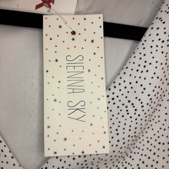 NWT Sienna Sky Women’s White & Black Polka Dot Dress with Ruffle Detail – Size L - Picture 8 of 13